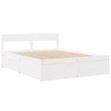 Bed with Drawers and Mattress White 160x200 cm Solid Wood Pine 3281893