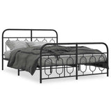Metal Bed Frame without Mattress with Footboard Black 140x200cm 377136
