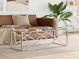 Coffee Table 110x45x45 cm Stainless Steel and Glass 349961