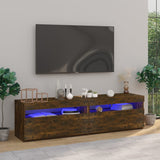 TV Cabinet with LED Lights 2 pcs Smoked Oak 75x35x40 cm 815124