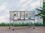 Large Bird Cage Parrot Cage with Divider, Slide Tray for Finch Canaries Parakeets Cockatiels, 95 x T3398P349805