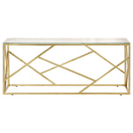 ZNTS Coffee Table Gold Stainless Steel and Tempered Glass 349938