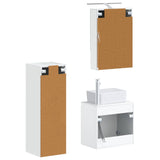 Bathroom Furniture Set 4 pcs White Engineered Wood and Glass 3407439