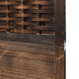 Room Divider 4 Panels Dark Brown Solid Wood Paulownia 358706