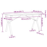 Dining Table Y-Frame 140x80x75 cm Solid Wood Pine and Steel 3282720