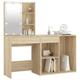 LED Dressing Table with Cabinet Sonoma Oak Engineered Wood 3082020
