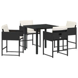 Garden Dining Set with Cushion 5 pcs Black Poly Rattan 3380004