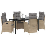 Garden Dining Set with Cushion 5 pcs Beige Poly Rattan 3380515