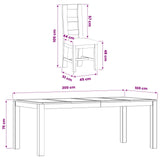 Dining Set 7 pcs Grey Solid Oak Wood 3430395