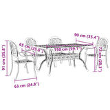Garden Dining Set Bronze Cast aluminium 5 Piece Durable 3216308