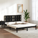 Bed Frame without Mattress Black 150x200 cm King Size Solid Wood 3105609