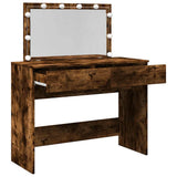 Dressing Table with LED Smoked Oak 100x40x120 cm 848210