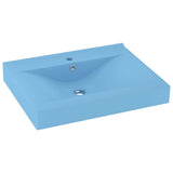 Luxury Basin with Faucet Hole Matt Light Blue 60x46 cm Ceramic 147022