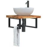 Basin Shelf Wall Mounted Steel and Solid Wood Acacia 3302773