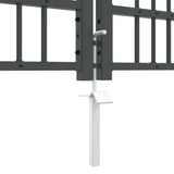 Fence Gate with Spear Top with Lock Grey 305 x 100 cm Steel 42009043