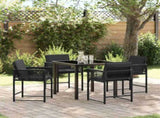 Garden Dining Set 5 pcs Black Poly Rattan 3380745