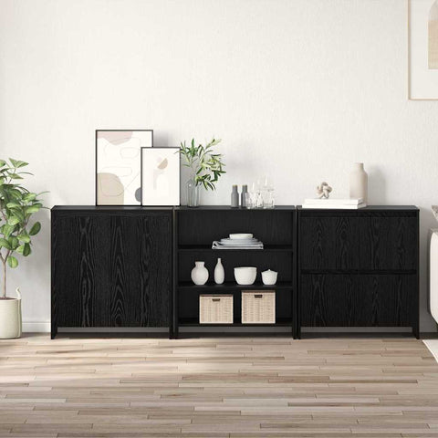 Sideboard 3 pcs Black oak 70 x 41 x 75 cm Engineered wood 3393157