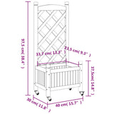 Planter with Trellis and Wheels Grey Solid Wood Fir 3207645