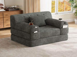 1-Seater Sleeper Sofa, Compressed Corduroy Sofa with High Backrest, Metal Frame, High-Density Foam, W3779P501260