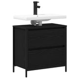 Bathroom Basin Cabinet with Drawers Black Oak 60x34.5x60 cm 861882