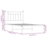 Bed Frame Black Powder-Coated Steel Single Bed Frame 353531