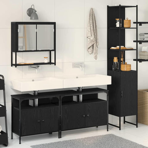 Bathroom Furniture Set 4 pcs Black oak 33 x 33 x 185.5 cm 3334406