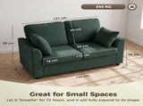 2 Seater Sofa, Corduroy Small Couch with Spring Cushion, Wide and Deep Seat, Dark Green T3398P550319