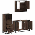 ZNTS 3 Piece Bathroom Furniture Set Brown Oak Engineered Wood 3301044