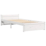 Bed Frame without Mattress White Solid Wood 75x190 cm Small Single 815005