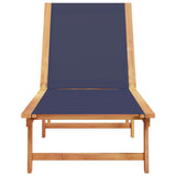 ZNTS Sun Lounger Blue Solid Wood Acacia and Textilene 4008414