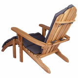 Garden Adirondack Chair with Footrest Natural Solid Teak Wood 42041354