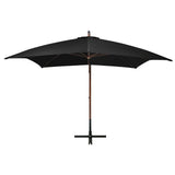 Hanging Garden Parasol with Pole Black 3x3 m Solid Fir Wood 313778