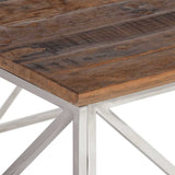Coffee Table Silver Stainless Steel and Solid Sleeper Wood 349981