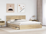 Bed Frame with Drawer Sonoma Oak 150 x 200 cm Engineer Wood 3411105