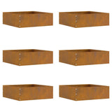Lawn Edging 6 pcs Rusty 40 x 40 x 13 cm Weathering Steel 874715