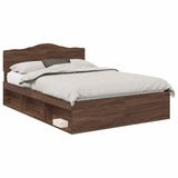Bed Frame with Headboard Brown Oak 140 x 200 cm Solid Pine Wood 3412895