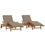 Sun Lounger 2 pcs Solid Acacia Wood Taupe 3325179