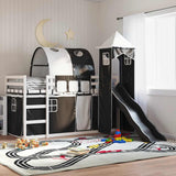 Bunk Bed without Mattress with Slide White and Black 90x190 cm Single 3284182