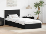 Storage Bed with Headboard Black 75 x 190 cm Engineered Wood 3410848