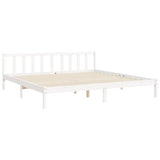 Bed Frame without Mattress White Super King Size Solid Wood Pine 3193222