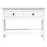 Console Table White 100x35x75 cm Solid Wood Pine 814625