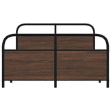 Metal Bed Frame without Mattress Brown Oak 137x190 cm 3318660