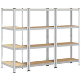 4-Layer Storage Shelves 3 pcs Silver Steel&Engineered Wood 3307578