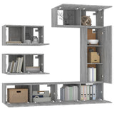 6 Piece TV Cabinet Set Grey Sonoma Engineered Wood 3114556