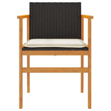 Garden Chairs with Cushions 2 pcs Black Poly Rattan&Solid Wood 368711