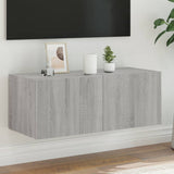 TV Wall Cabinet with LED Lights Grey Sonoma 80x35x31 cm 837291