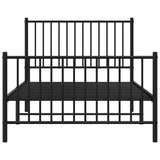 Metal Bed Frame without Mattress with Footboard Black 100x190cm 350876