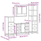 ZNTS 4 Piece Bathroom Furniture Set Smoked Oak Engineered Wood 3301292