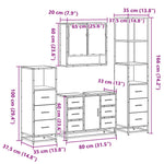 ZNTS 4 Piece Bathroom Furniture Set Brown Oak Engineered Wood 3301294