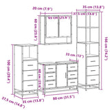 4 Piece Bathroom Furniture Set Smoked Oak Engineered Wood 3301292